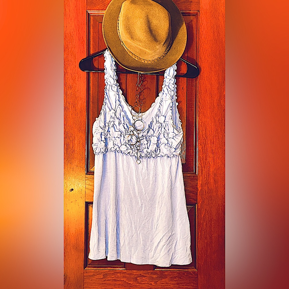 Adorable baby blue ruffled tank